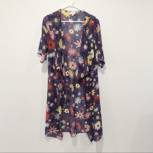 LuLaRoe Shirley Sheer Purple Floral kimono